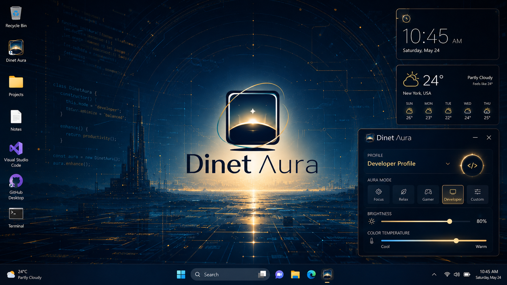 Developer Profile Dinet Aura desktop preview