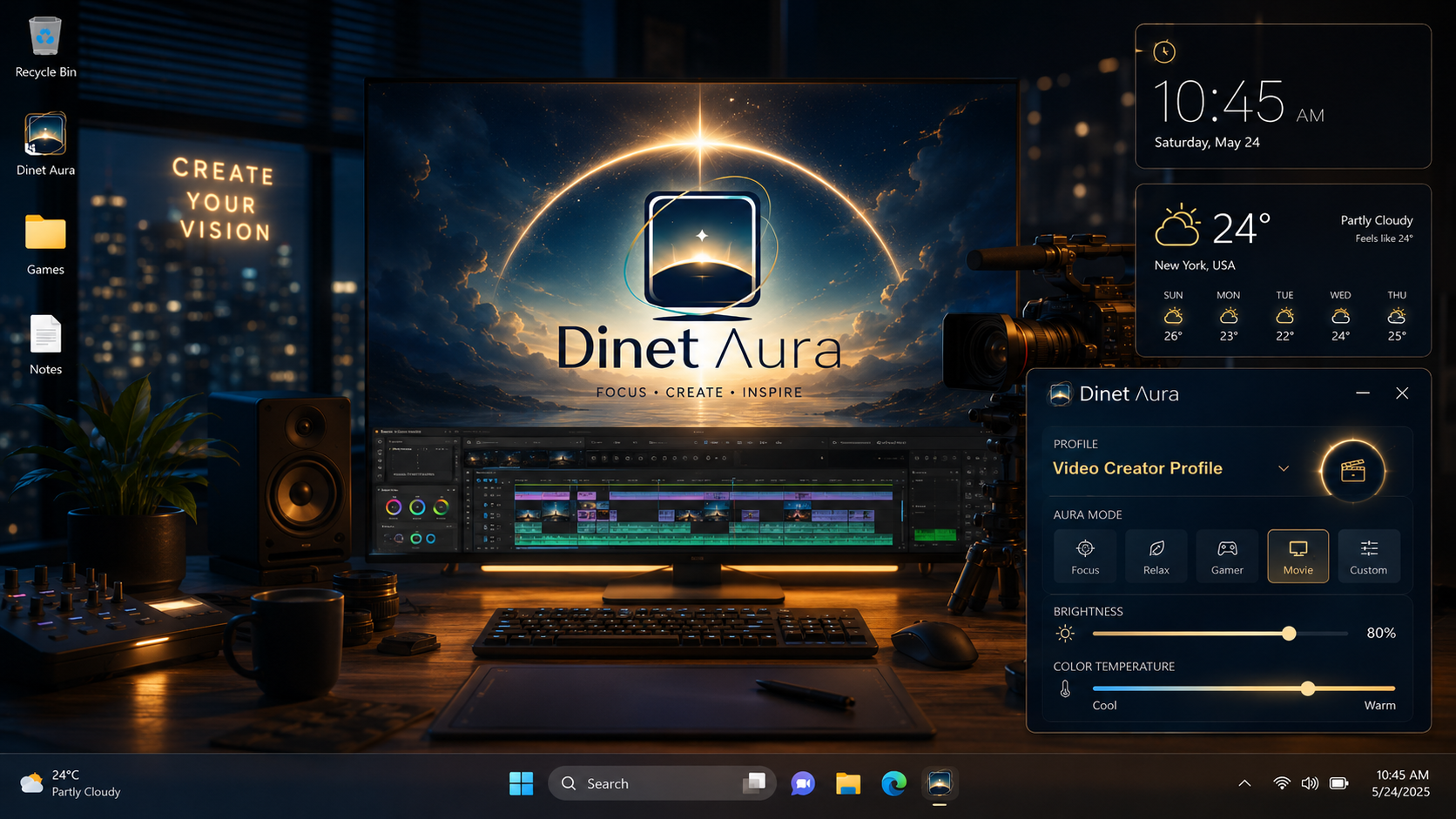 Video Creator Profile Dinet Aura desktop preview